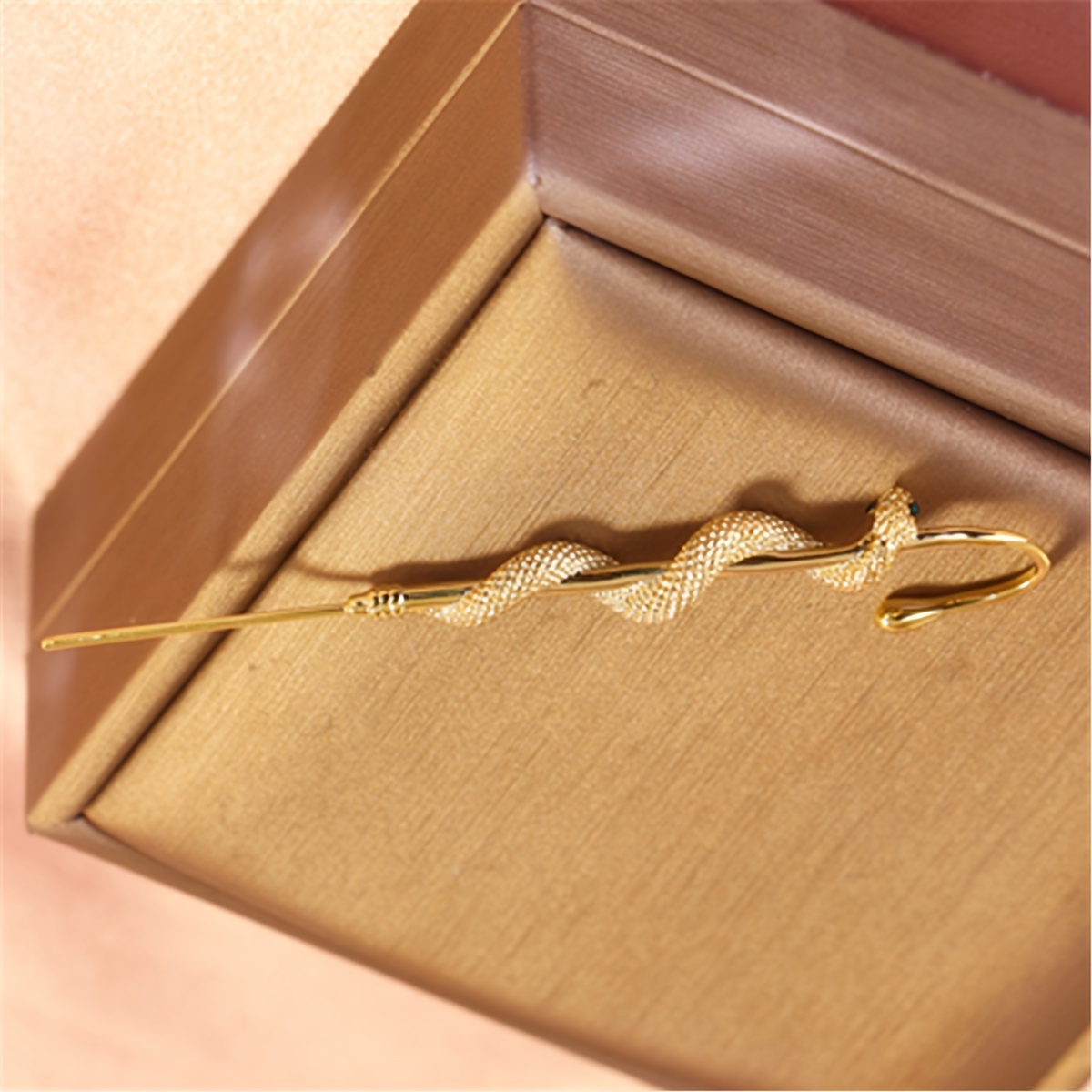 Snake Long Ear Studs with CZ Copper Earrings